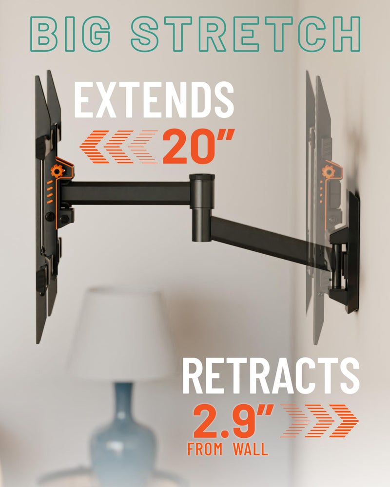 ECHOGEAR SwiftStud Swivel Full Motion TV Wall Mount for TVs Up to 60" - Smooth Extention, Tilt - Wall Template for Easy Install On 1 Stud - Level & Hide Cables After Install - Image 5